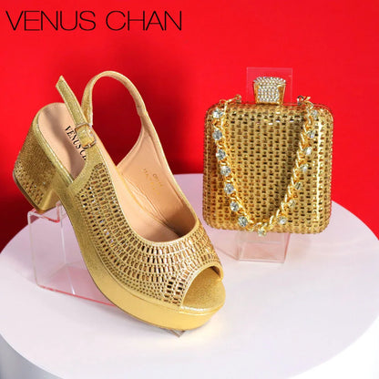 High Heels 2024 Women's Purple Luxury Designer Split Square Toe Rhinestone Wedding Shoes and Wedding Set