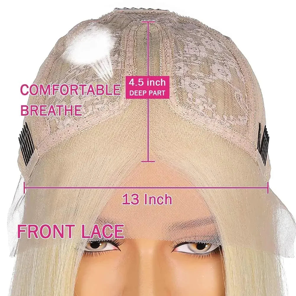 Highlight Wig Human Hair Ash Blonde Highlights Brown 13x4 Lace Front Wig Water Wave Human Hair Women's Wigs Soft Preplucked Wig