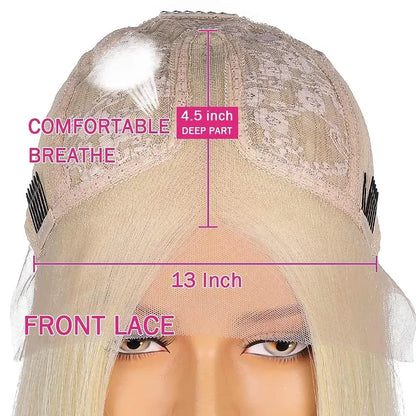 Highlight Wig Human Hair Ash Blonde Highlights Brown 13x4 Lace Front Wig Water Wave Human Hair Women's Wigs Soft Preplucked Wig