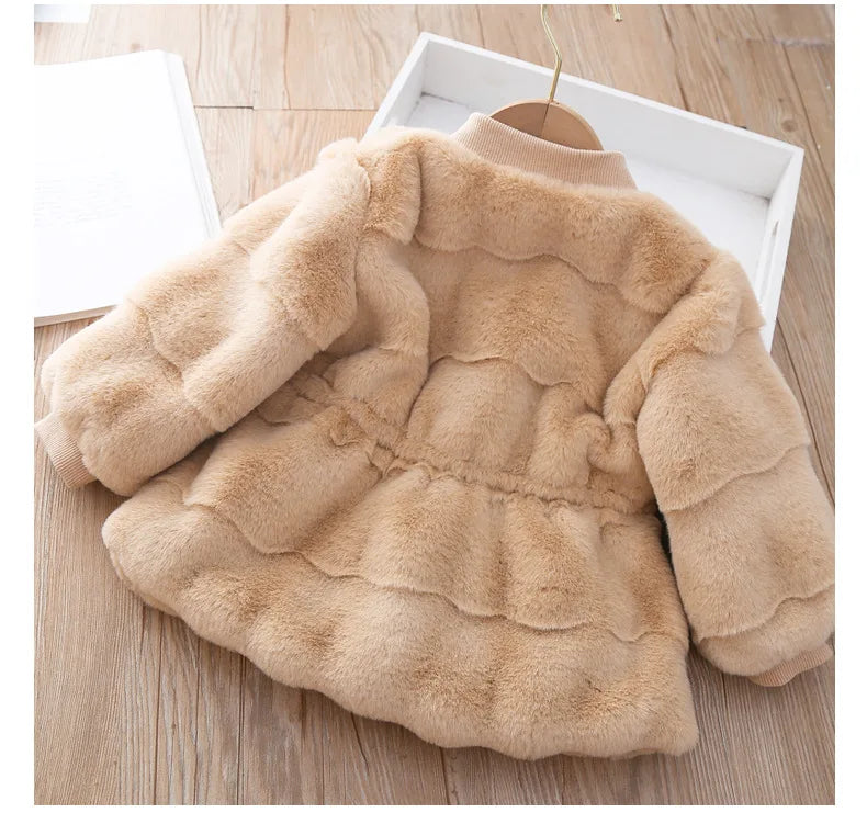 2026 New Winter Girls Coat Super Warm Mink Fur Padded Thickened Long Sleeve Coats Baby Kids Children Jacket Plush Outerwear