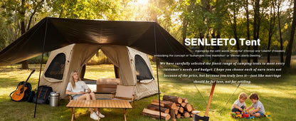 SENLEETO Inflatable Tent Glamping Dome Tent 420D Oxford Large Family Camping Tent with Rainfly Extension All Around View Luxury Outdoor House Tent