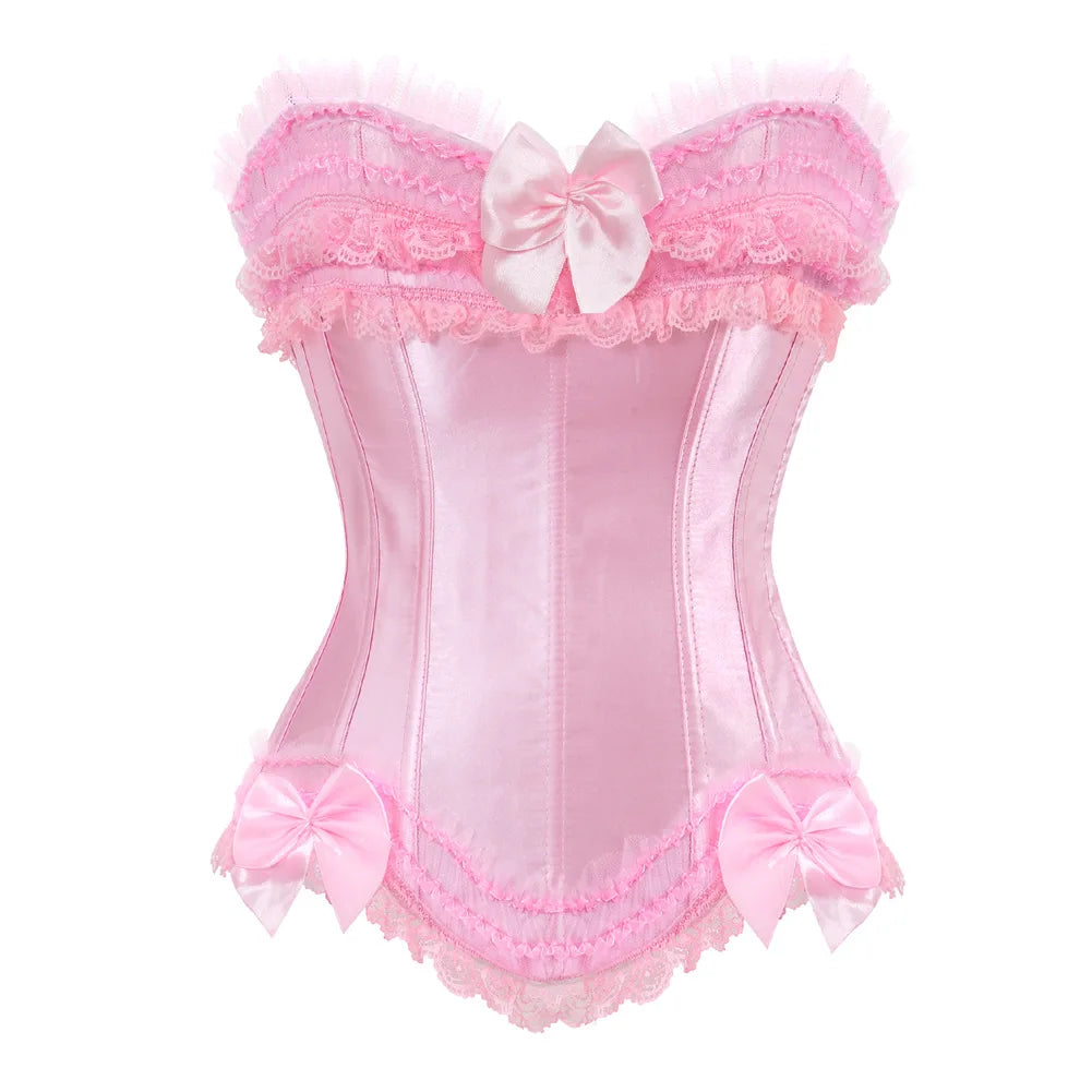 HLJ&GG Sexy Lace Splicing Corset Two Piece Sets Women Off Shoulder Sleevleess Top And Ruffle Mini Skirts Outfits Y2K Streetwear