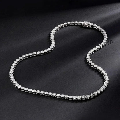 EWYA Sparkling Real Bubble 2/3mm D Color Full Moissanite Tennis Necklace for Women S925 Silver All Diamond Neck Chain Necklaces