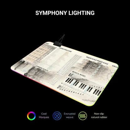RGB LED Music Theory Mouse Pad Shortcut Keys Mouse Pad Desk Mat Cheat Sheet HYBXAXC  Users Anti Slip Software Engineers Desk Pad