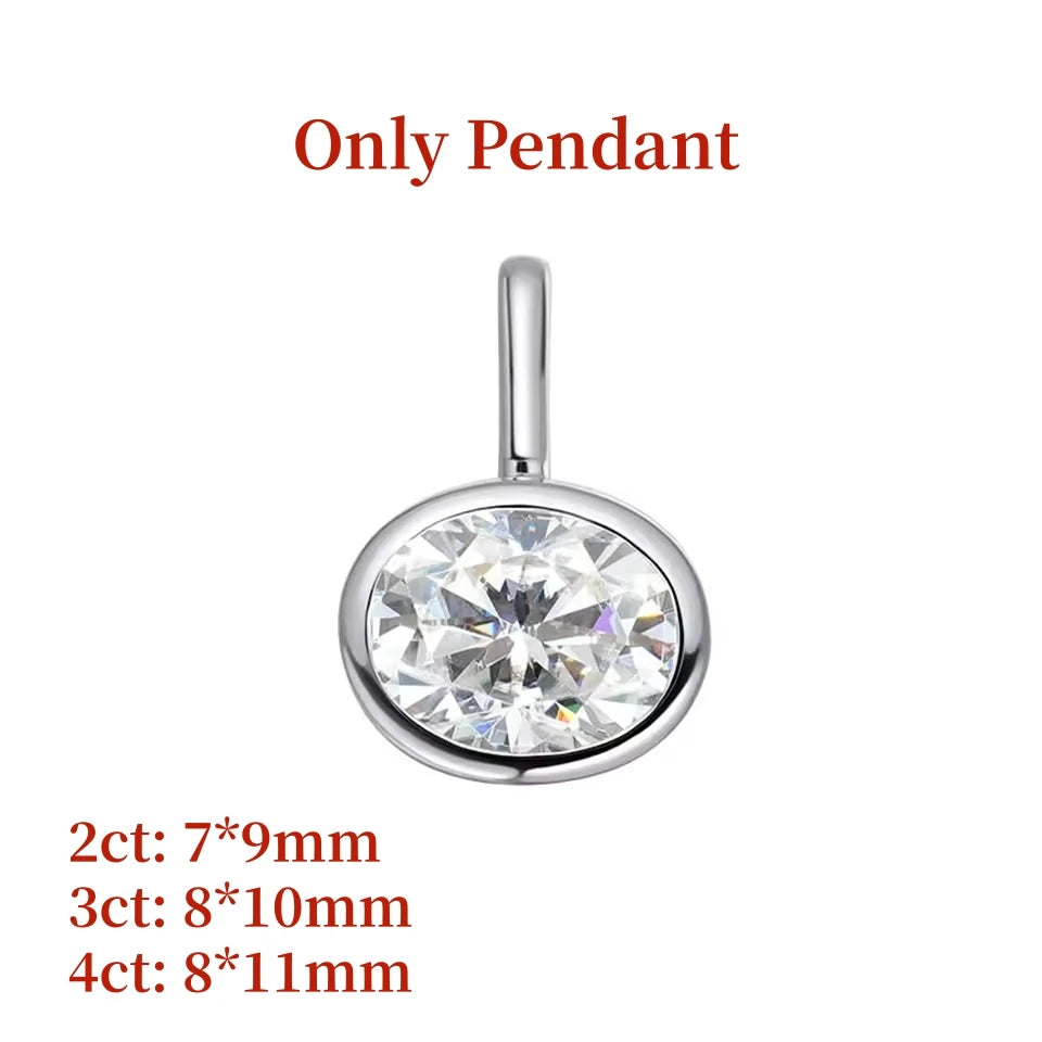 GXTRS 2/3/4CT Oval Moissanite Choker Necklaces Women's S925 Silver Elegant Lab Diamond Bezel Set Pendant Neck Chain Fine Jewelry