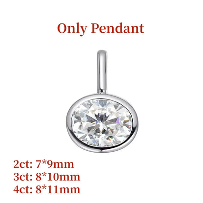 GXTRS 2/3/4CT Oval Moissanite Choker Necklaces Women's S925 Silver Elegant Lab Diamond Bezel Set Pendant Neck Chain Fine Jewelry