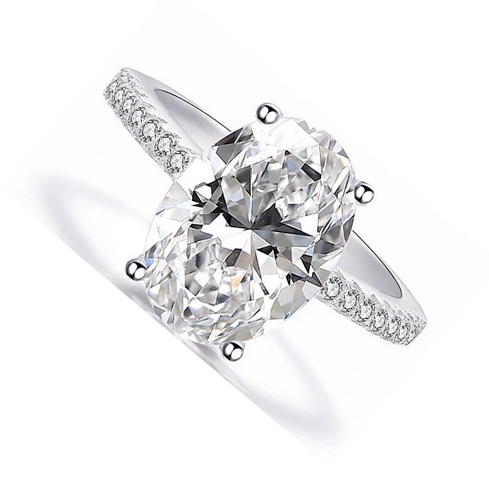 Oval Cut Full Moissanite Engagement Ring for Women  S925 Silver1/2/3/4Carat Hidden Halo Diamond Wedding Rings with Certificates
