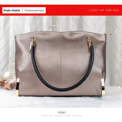 FOXER Brand Stylish Women Cowhide Leather Handbag Female Shoulder Bag Design Luxury Lady Large Capacity Zipper Top-Handle Bags