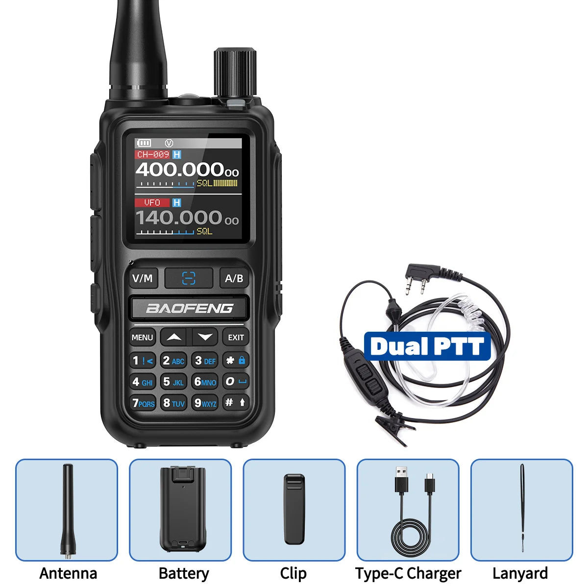 1/2PCS BAOFENG UV-5R Mini Walkie Talkie Dual PTT Wireless Programming Multi-Band Type-C Charge Long Range Ham Radio For Camping