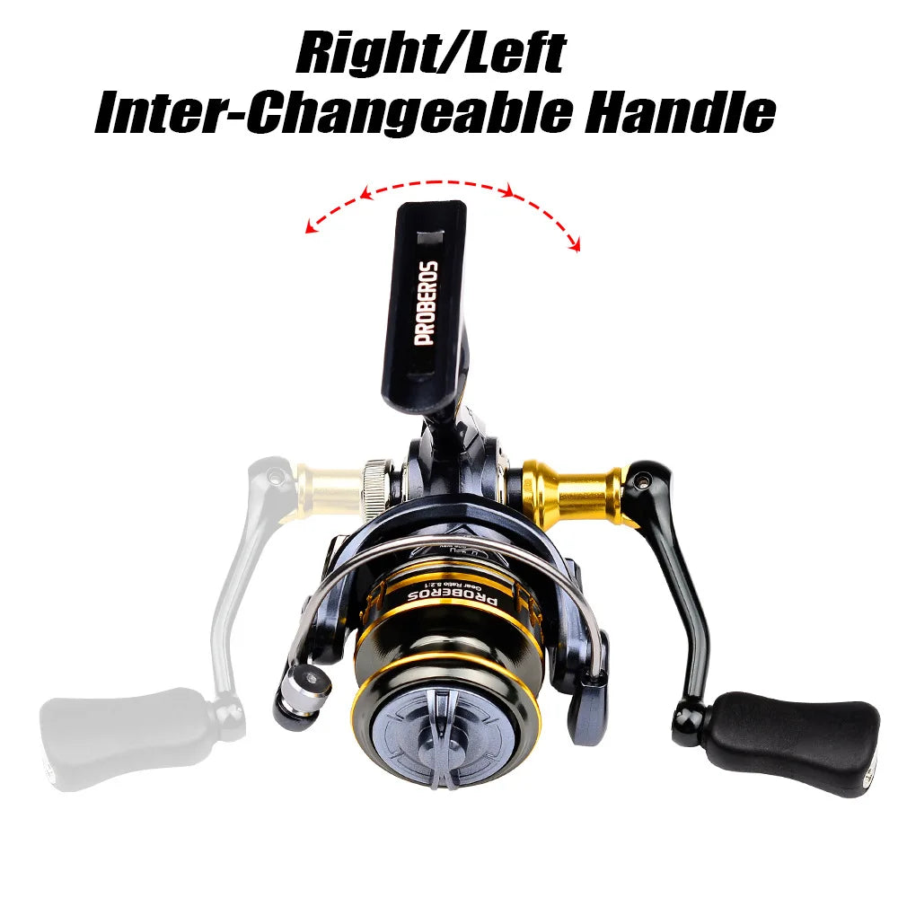 Spinning Fishing Reel 800 Size 5.2:1 7+1BB 8KG Max Drag CNC Metal Handle Deep Spool Long Cast Saltwater Rock Lure Fishing Reel