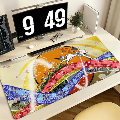 Pro E-Sports XXL Gaming Mousepad Extra Large Non-Slip Stitched Edge Keyboard Laptop Desk Mat For PC Gamer Cartoon Okami