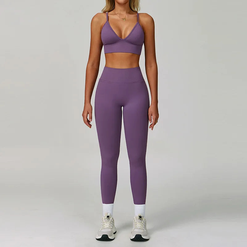 2/3PCS Seamless Sport Yoga Set Women's Breathable High Waist Fitness Sportwear Women Sports Underwear Set Gym Workout Clothes