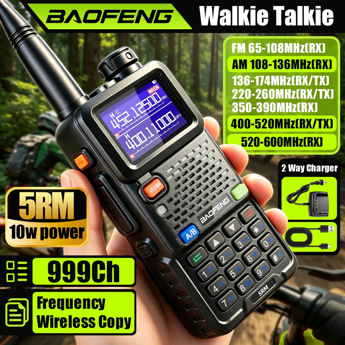 Baofeng UV5RM Walkie-Talkie, New Model, High-Power, Baofeng Radio, Car-Mounted Handheld Transceiver, Perfect for Fleet and Self-
