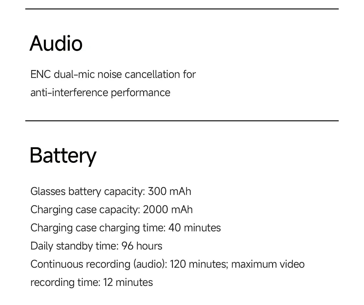 2026 Smart Glasses Genuine Leather 8MP HD Lens 2000Mah Charging Case BT Call 3D Music AI Voice Wake-up AI Translation