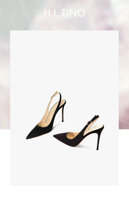 Women's Heeled Sandals New Black Suede Pointed Toe Stiletto Pumps Luxury Gladiator High Heels Elegant Sexy Party Wedding Shoes