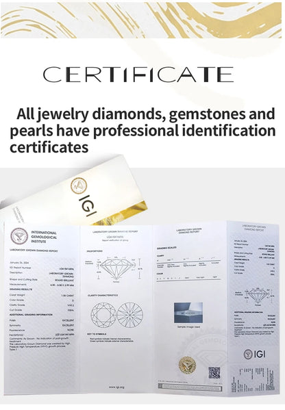 JEWELLWANG 18K Pure Gold Lab Grown Diamond Ring for Women 0.5-3.0ct D VVS Engagement/Wedding/6 Claws Luxury Synthetic Ring(IGI)