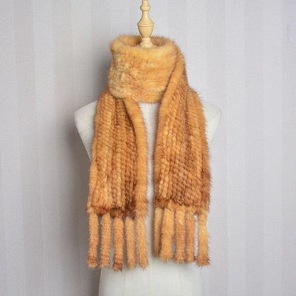 New Arrives Women Real Mink Fur Scarf Lady Fashion Knitted Genuine Mink Fur Scarves Winter Warm Natural Fur Muffle