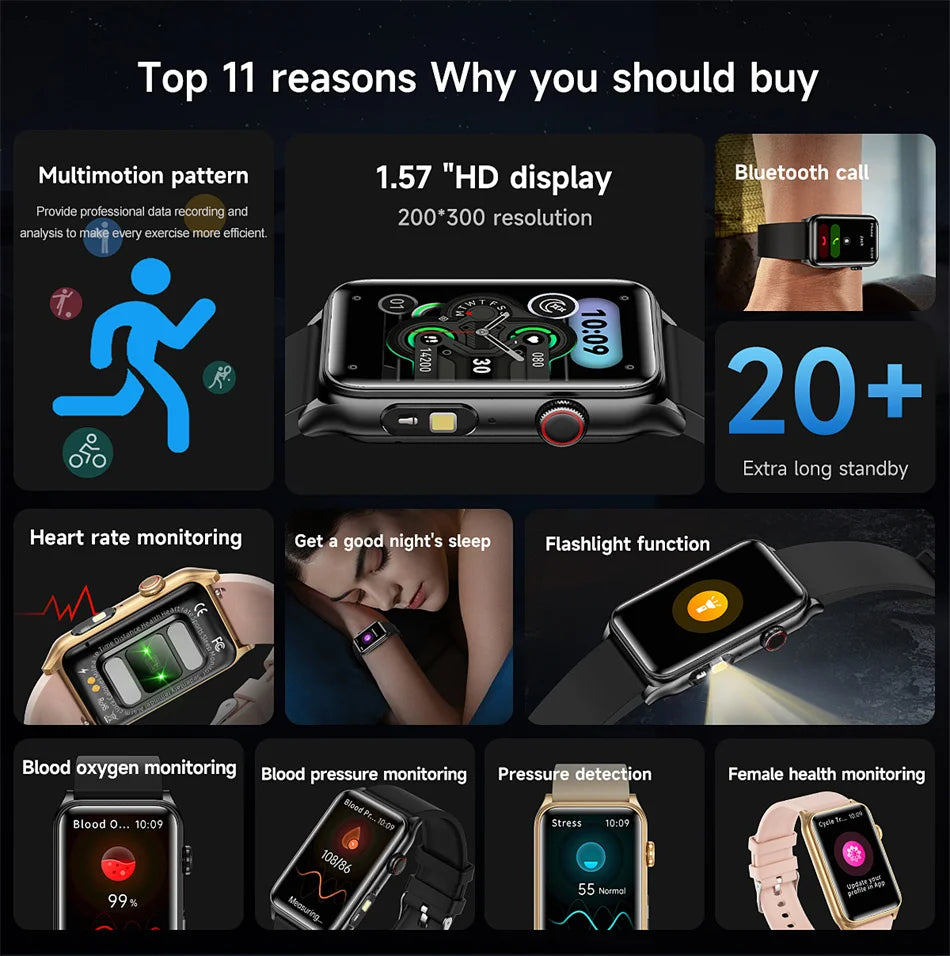 2025 New AI Health Manager Smart Watch Men Blood Pressure Blood Oxygen Sports Bluetooth Call Waterproof Health SmartWatch