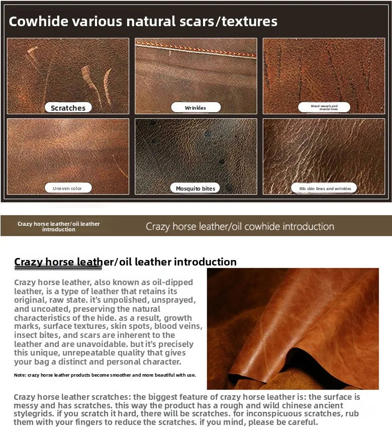 Men's Clutches Long Handbag Business Vintage Cow Leather Man Long Wallet For Men And Woman Oil Wax Zipper Bag Purse