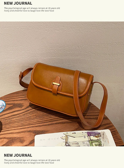 Female Cowhide Luxury Designer Handbags Women's Natural Cow Leather Shoulder Bag Ladies Fashion Small Square Crossbody Bags New