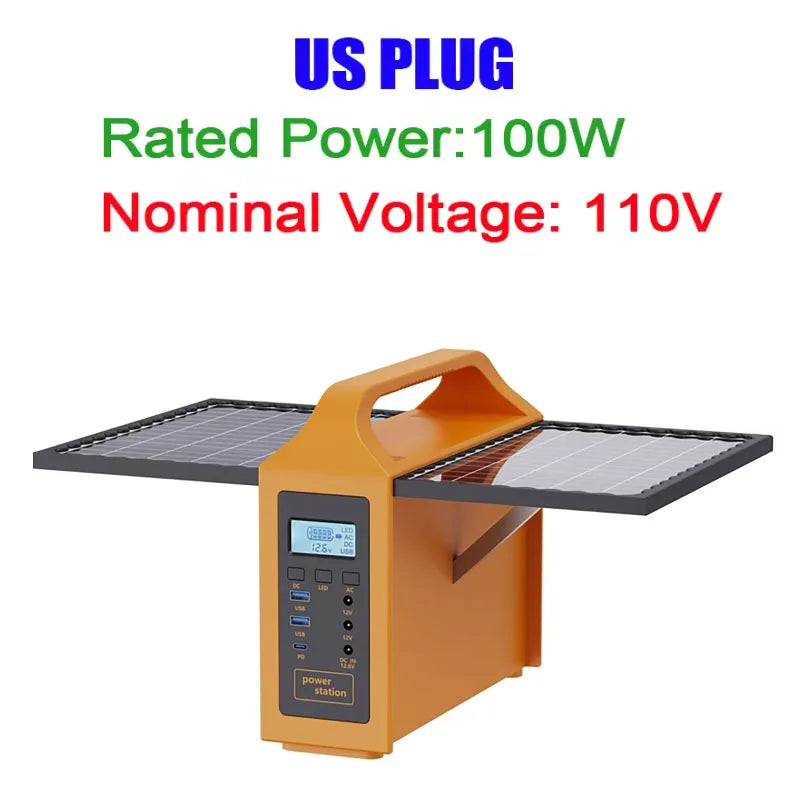 100W/150W Portable Solar Power Station with LED Light & Solar Panel 220V 110V Power Supply Solar Generator Outdoor Backup Power