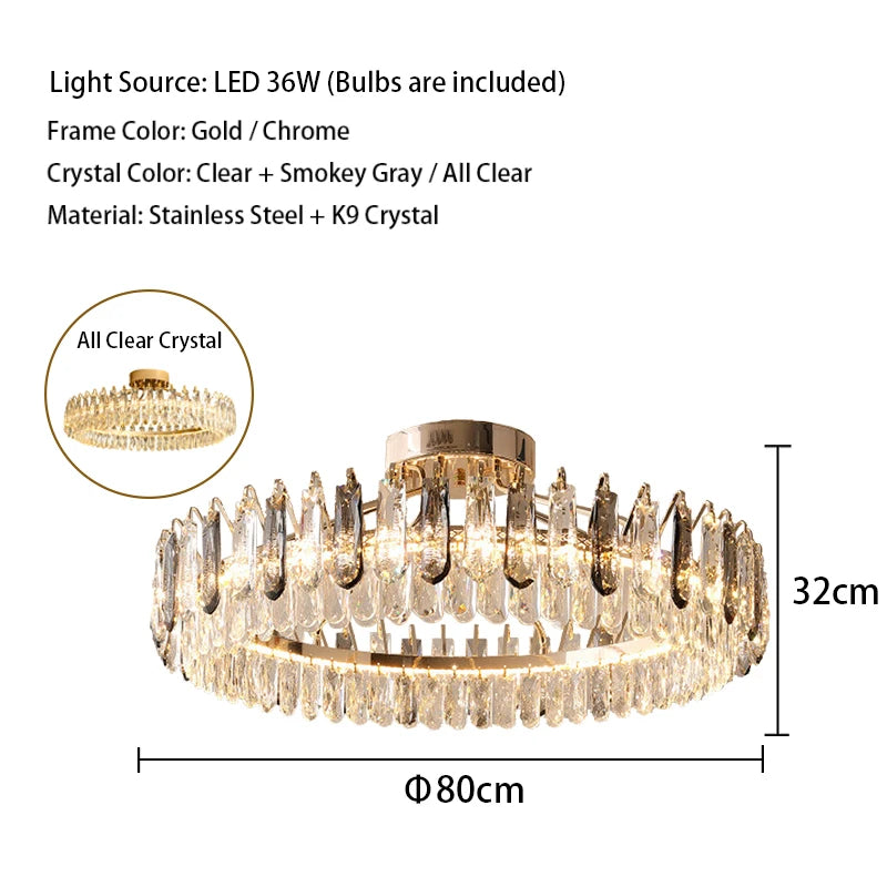 Clear Crystal Ceiling Chandeliers New LED Lights Luxury Rectangle Hanging Lamp Modern Home Decor Lustres for Dining Room Table