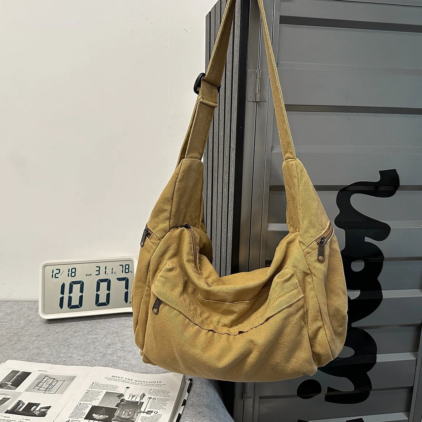 100% Cotton Shoulder Bags Women Large Capacity Canvas Tooling Packages Korea Style Cloth Crossbody Bags Solid Messenger Bags