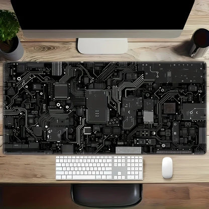Black Circuit Board Pattern Mouse Pad Large Computer Office Table Mats Rubber Anti-slip Gaming Keyboard Mousepads Long Desk Pads