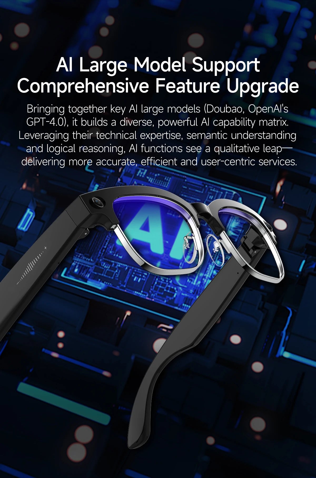 New AI Smart Glasses Various Language Translation 800W Pixel Camera Video Music Player Call Business 8K Color Change Glasses Men