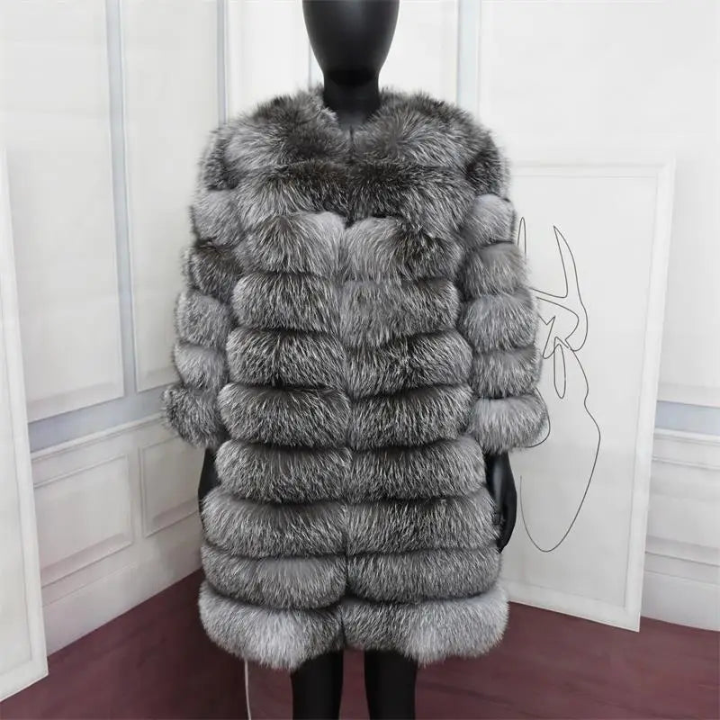 NEW Real Fur Coats Women Natural Real Fur Jackets Vest Winter Outerwear Women Silver Blue Fox Coat High Quality Fur Clothes