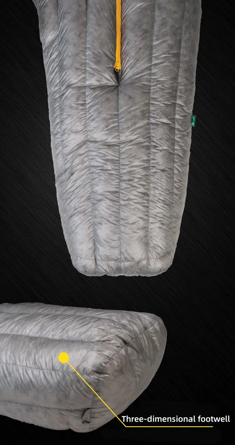 ICE FLAME Camping Mummy Gray Down Sleeping Bag Outdoor Ultralight 10D Unisex Sleeping Bag Traveling Hiking Mountain Climbing