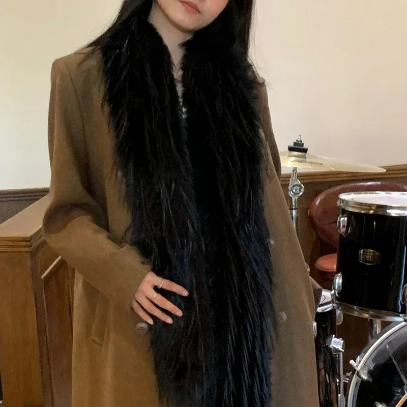Winter Korean 200cm Long and Thick Scarf Fashionable Plush Long Strip Scarf Women's Imitation Mink Fur Y2K Girl Scarf for Warm
