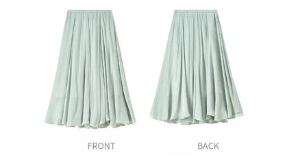 SENTUBILA Women's Summer Skirt 2026 Elegant Elastic Waist Sheen Flowy A Line Long Skirt for Woman Ladies Clothes 162QG4909