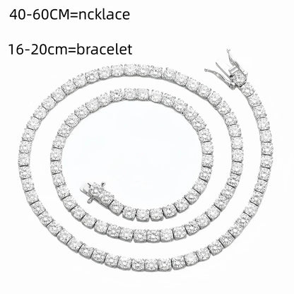 100% D VVS1 Moissanite Tennis Necklace 925 Sterling Silver Necklaces Shining for Women Man Wedding Jewelry Gift Fast Shipping