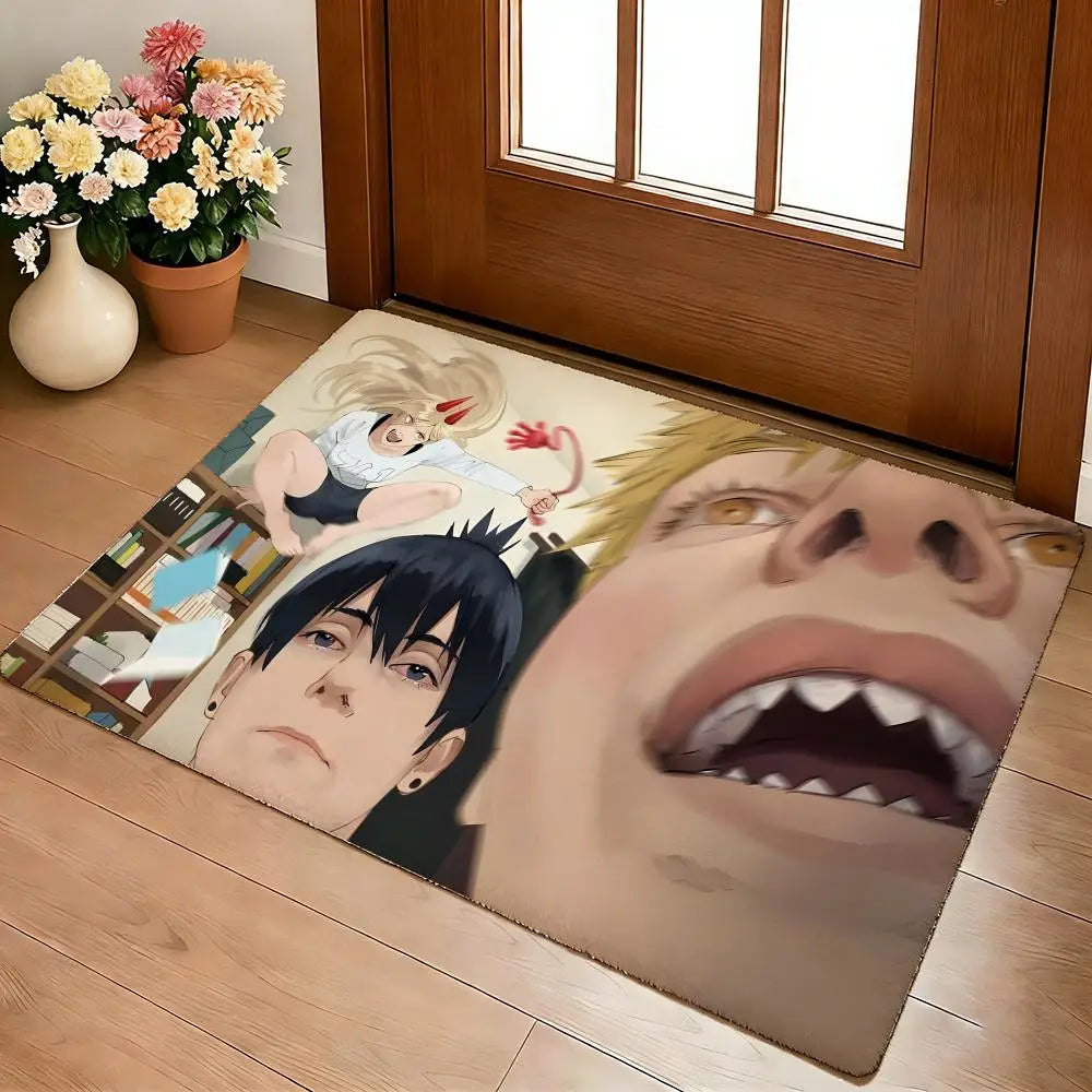 C-Chainsaw Man Floor Mat Cozy Flannel Soft Thick Non-Slip Mat for Living Room Bedroom Kitchen Decor Rugs