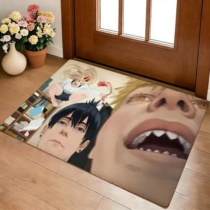 C-Chainsaw Man Floor Mat Cozy Flannel Soft Thick Non-Slip Mat for Living Room Bedroom Kitchen Decor Rugs