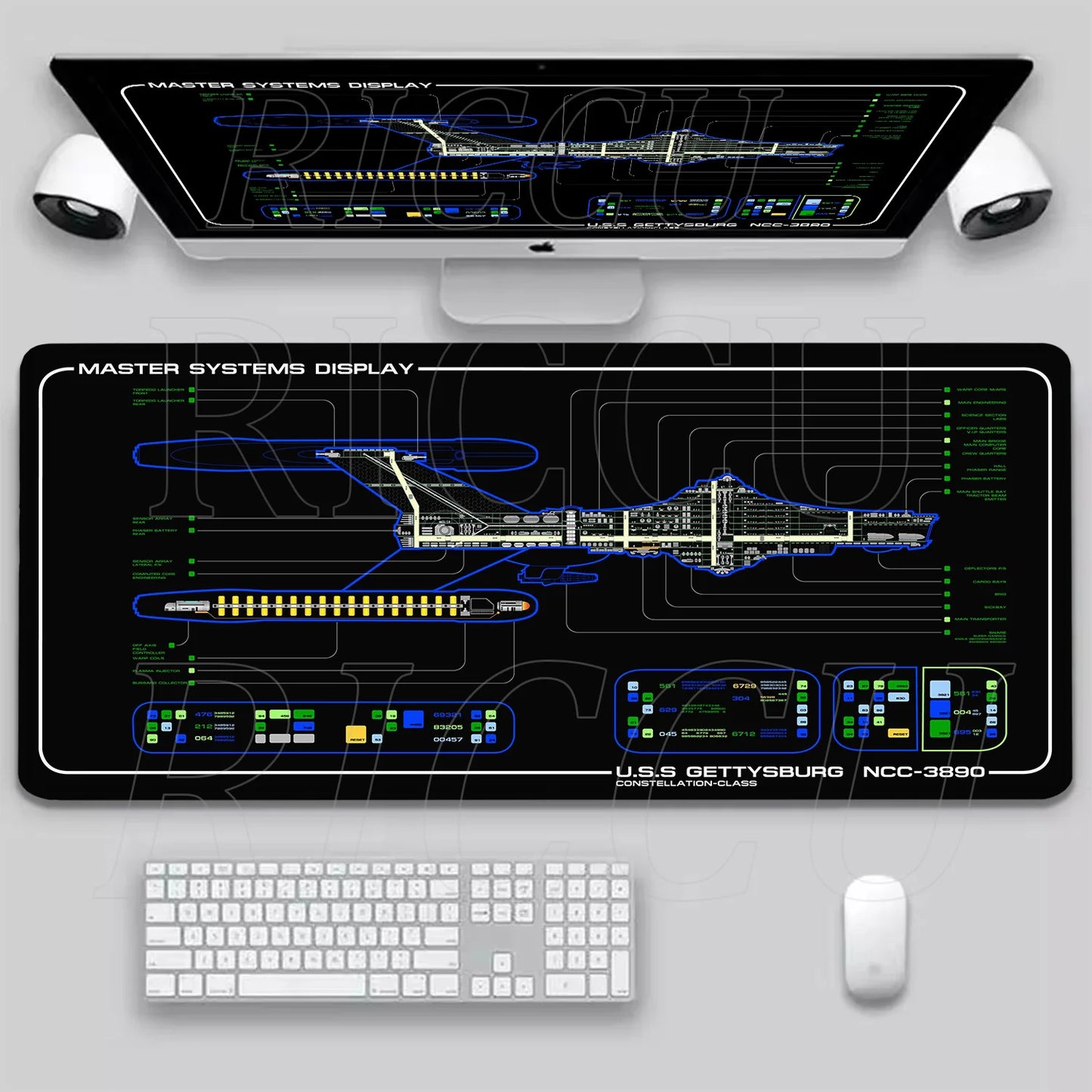 XXL HD print Game Mouse Pad Star Trek Office PC Accessories Keyboard Starship Blueprint Gamer Computer Cabinet Desk Mat carpet