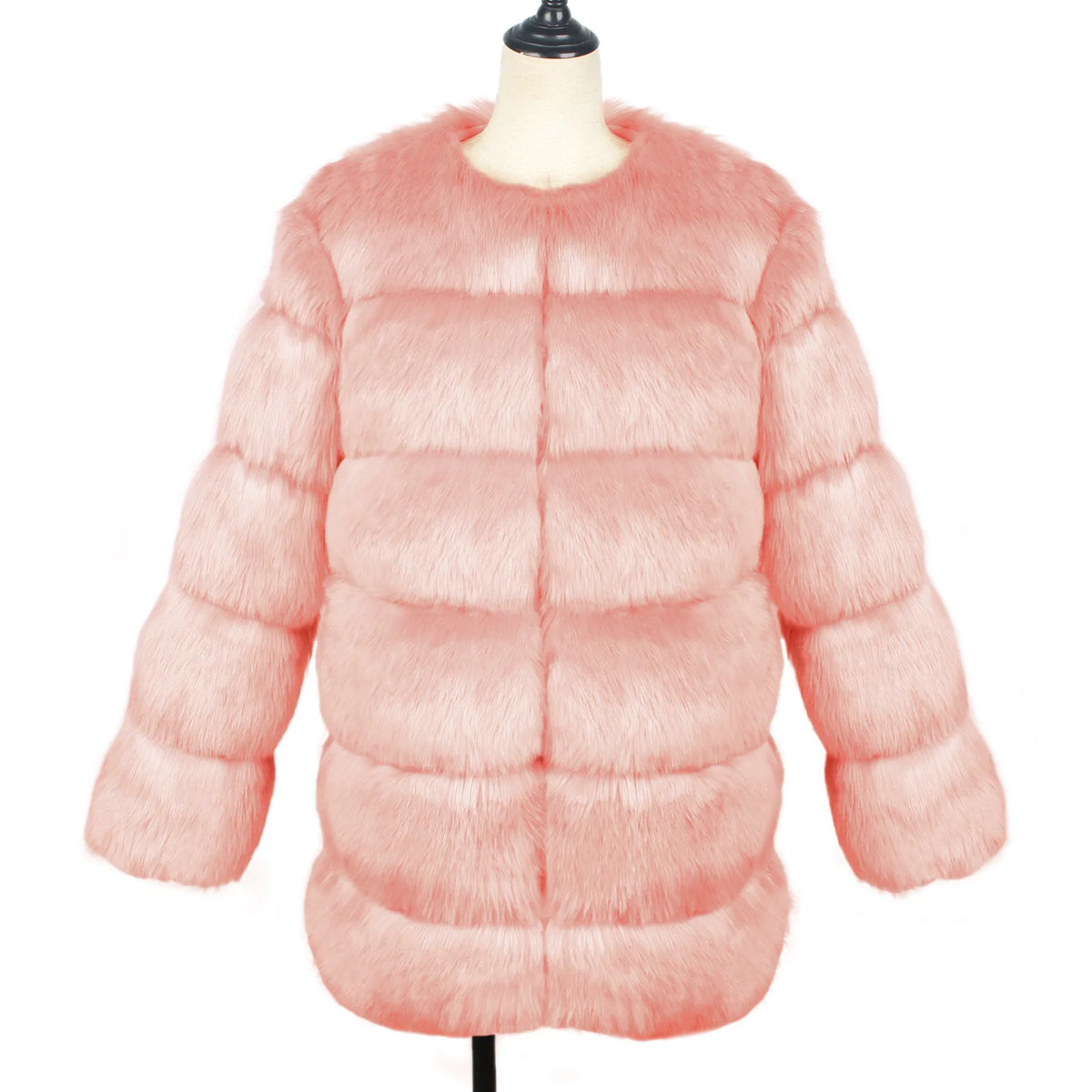 2026 Winter Long Sleeve Faux Fur Long Coat Women Elegant Pink Fluffy Outwear Jacket Lady Solid Casual Thick Warm Furry Outwear