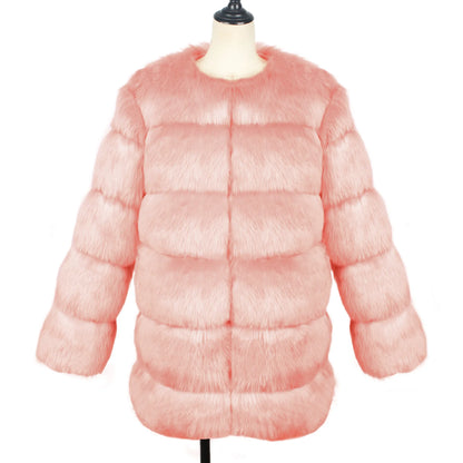 2026 Winter Long Sleeve Faux Fur Long Coat Women Elegant Pink Fluffy Outwear Jacket Lady Solid Casual Thick Warm Furry Outwear