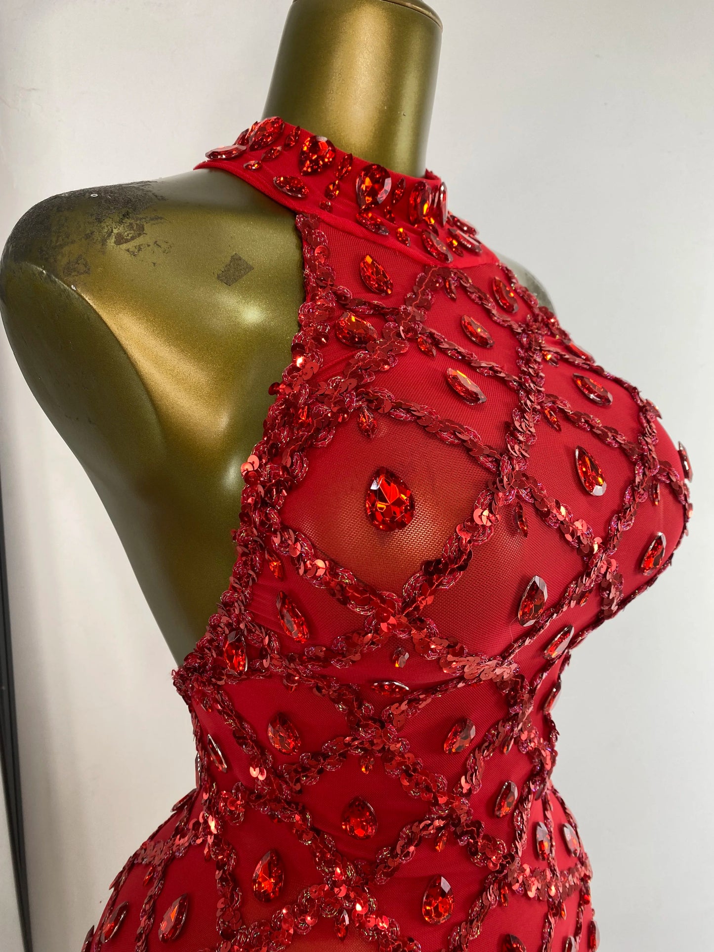 Women Rhinestones Sequines Mesh Bodycon Jumpsuits Sexy Special Occassion Nightclub DJ Dancer Stage Costumes Evening Club Dress