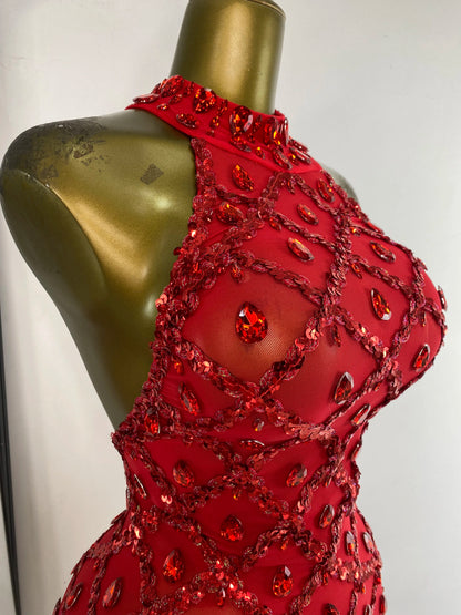 Women Rhinestones Sequines Mesh Bodycon Jumpsuits Sexy Special Occassion Nightclub DJ Dancer Stage Costumes Evening Club Dress