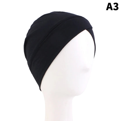 1PCS Women Modal Cotton Cross Turban Muslim Headwrap Soft Beanie Inner Underscraf Hat Headcover Hijabs Lady Chemo Cap