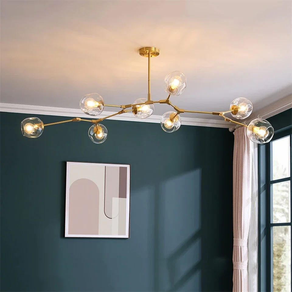 Italy Designer LED Modern Pendant Lights Branching Ceiling Lamp Chandelier Glass Lampshade Suspension Lighting Kitchen Dining