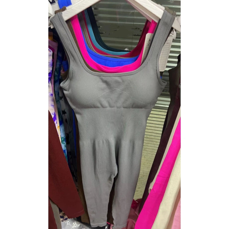 HLJ&GG High Stretchy Ribber Bodycon One Piece Jumpsuits Women Sleeveless Slim Playsuits Casual Quality Sporty Leggings Overalls
