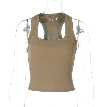 Dulzura Square Collar Sleeveless Slim Ribbed Tank Top Women'S Solid Sexy Casual Top Party Club Street Summer Clothes Wholesale