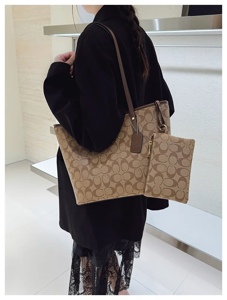 European and American Fashion Printed Large Capacity Women's Bag 2026 New Trendy Retro Luxury Single Shoulder Tote Bag