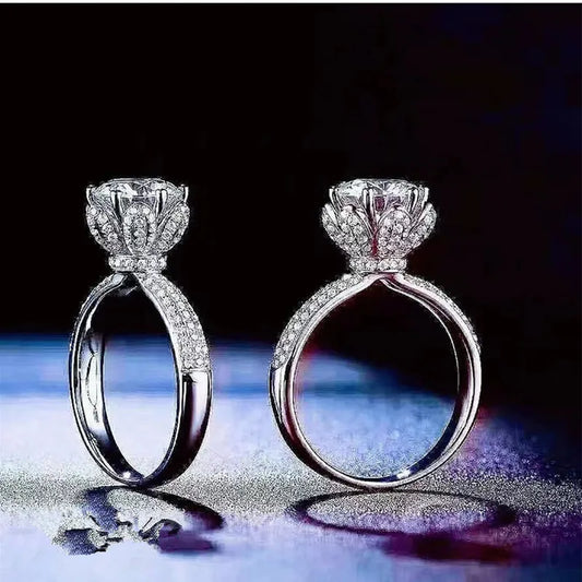 Six-Prong Crown Ring 2ct Moissanite Women's PT950 Platinum - Value-preserving platinum, crown luxury, statement accessory