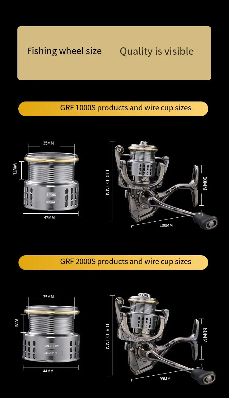 2026 New Spinning Fishing Reel All Metal 5.2:1 Speed ratio Max Drag 15KG Left/Right Interchangeable Suitable Any Body of Water