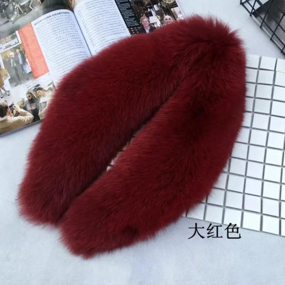 Fox Fur Collar 100% Real Fox Fur Scarf Winter Women Natural Fur Gray Collar Large Size Neck Warmer Fur Scarf Shawls