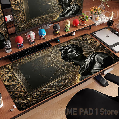Black Majestic Sculpture Mouse Pad Large Desk Accessories Desk Pad Rubber Base Edge Mousepad Non-Slip Mousepad for Office